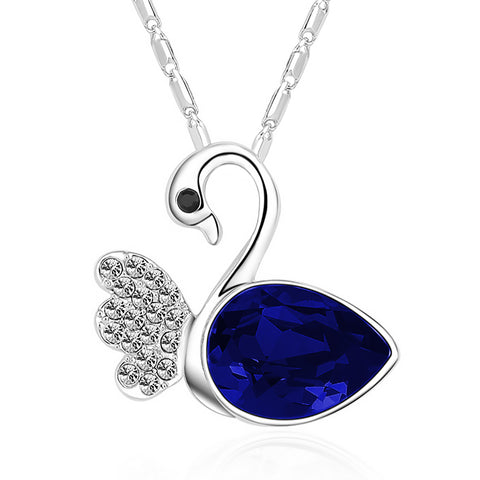 Serenity Swan Necklace - Blue