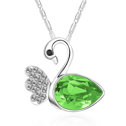 Serenity Swan Necklace - Green
